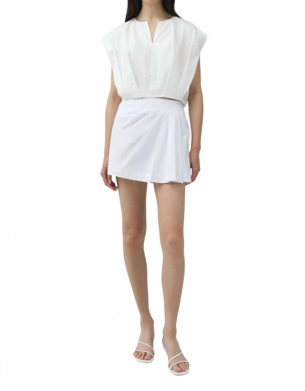 NEW SIMKHAI devlin cotton pleated mini skort in white